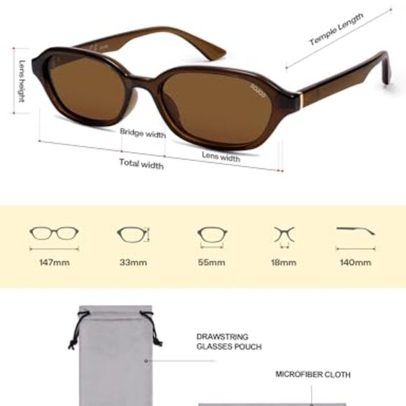 Retro Rectangle Polarized Sunglasses UV400 Protection Unisex
